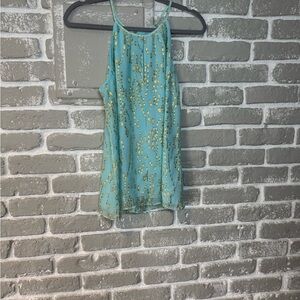 Lilly Pulitzer Teal and Gold Sleeveless Blouse